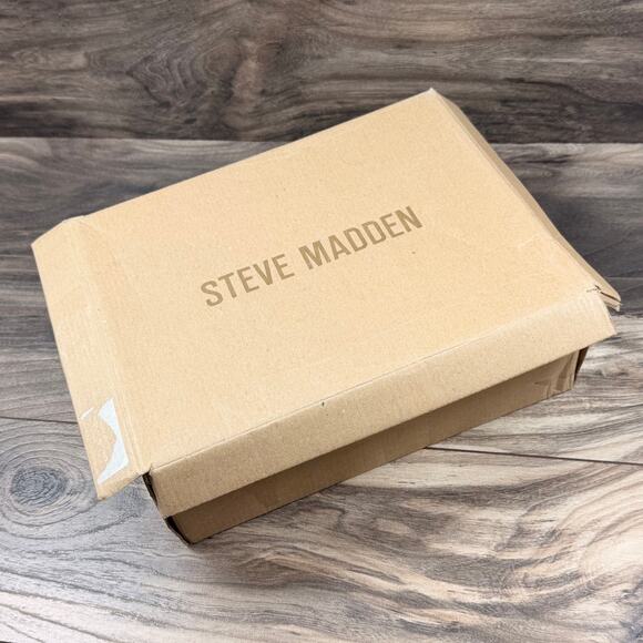 NIB Steve Madden 8.5M Tiaa Leather Two Piece Ankle Strap Block Heel Sandal Bone - Picture 12 of 13